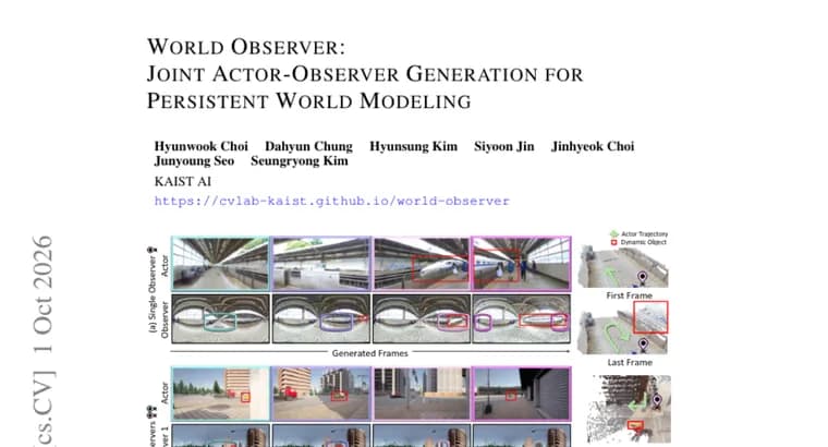 World Observer video world model keeps out-of-view objects evolving