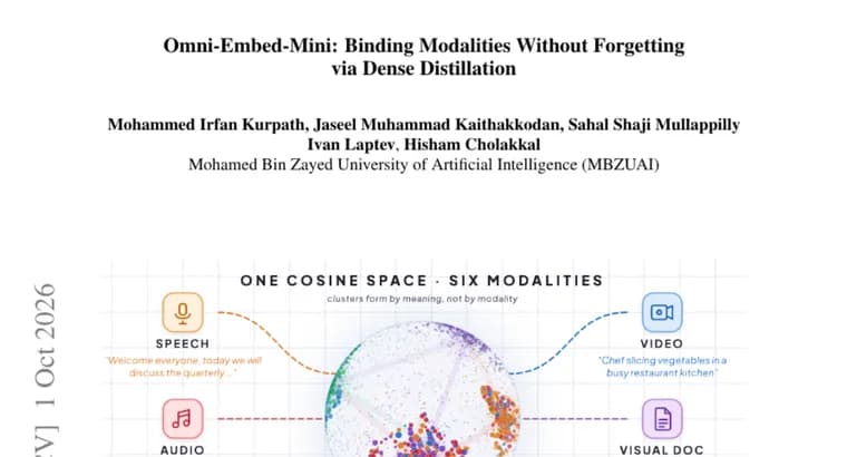 Omni-Embed-Mini: 0.9B model embeds text and five more modalities