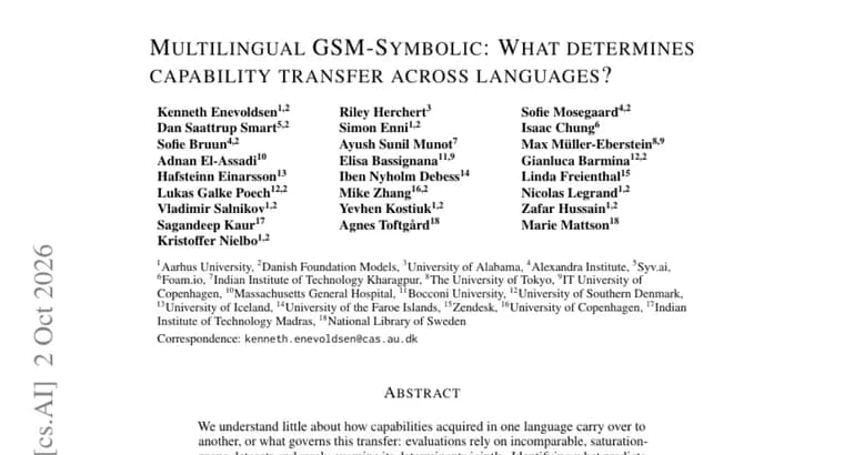 Multilingual GSM-Symbolic maps what drives cross-language transfer