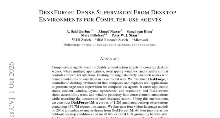 DeskForge builds a 1.2M-observation desktop dataset to train computer-use agents