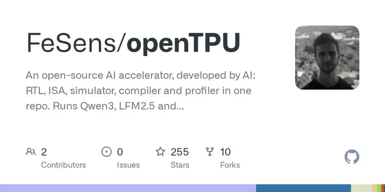 openTPU, an open-source AI accelerator built by AI, runs ten models on an FPGA card
