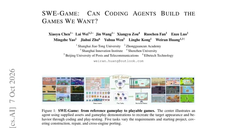 SWE-Game benchmark: coding agents score under 60/100 on building Godot games