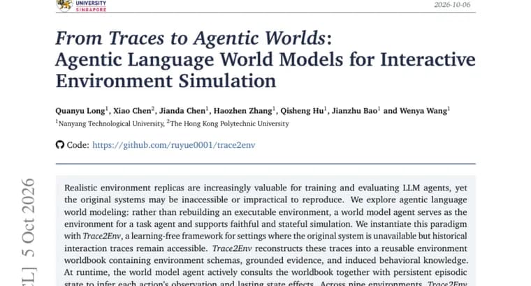 Trace2Env lets an LLM agent act as the environment, built from historical traces
