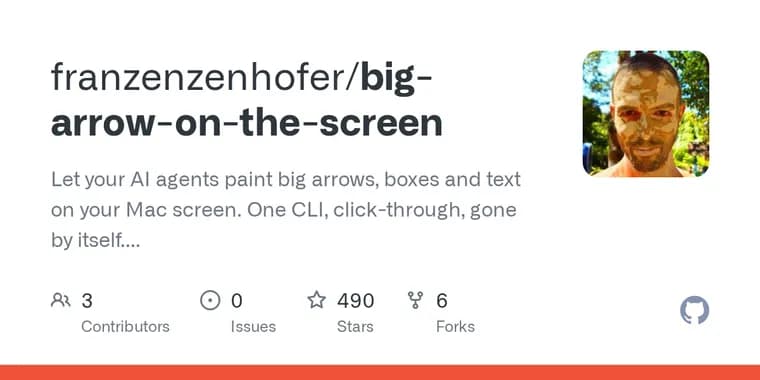 bigarrow lets AI agents draw on-screen arrows to point at Mac buttons