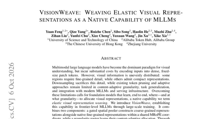 VisionWeave saves 43% of visual tokens on average in Qwen3.8-27B