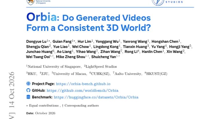 Orbia benchmark tests whether video world models keep a consistent 3D scene
