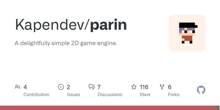 Parin, a 2D game engine for D, sits between raylib and Godot
