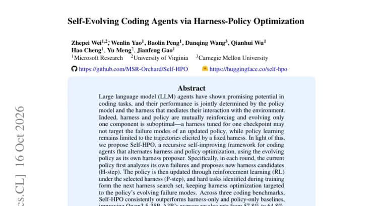 Self-HPO alternates harness and RL tuning for coding agents