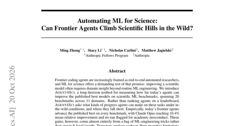 Agent4Sci tests coding agents on 20 science ML benchmarks