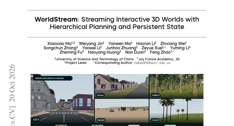 WorldStream paper presents a 3D world model that streams terrain as you move