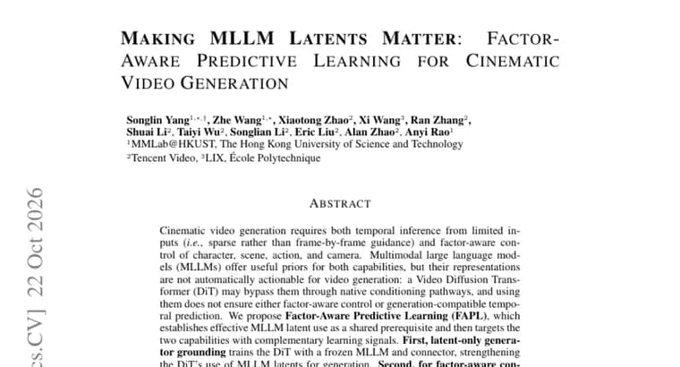 FAPL trains video diffusion models to use MLLM latents for cinematic generation