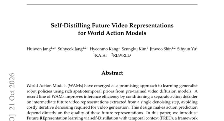 FRED trains World Action Models to predict future video features in one step