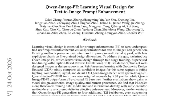 Qwen-Image-PE teaches prompt enhancement visual design, 9B model released